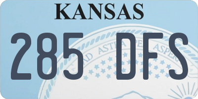 KS license plate 285DFS