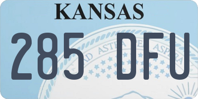 KS license plate 285DFU