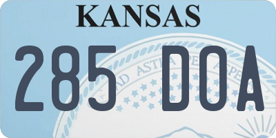 KS license plate 285DOA