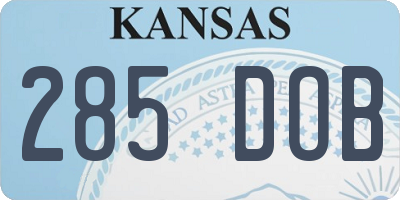 KS license plate 285DOB