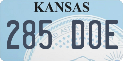 KS license plate 285DOE