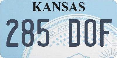 KS license plate 285DOF