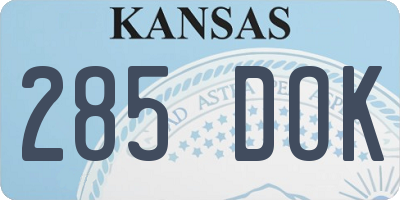 KS license plate 285DOK
