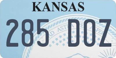 KS license plate 285DOZ