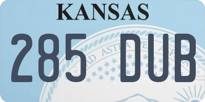 KS license plate 285DUB