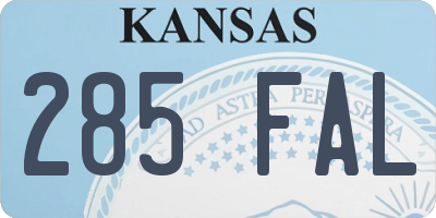 KS license plate 285FAL