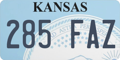 KS license plate 285FAZ