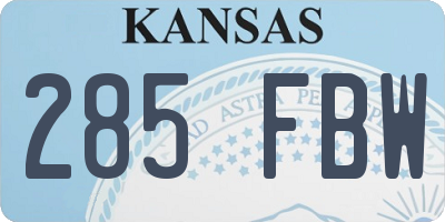 KS license plate 285FBW