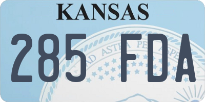 KS license plate 285FDA