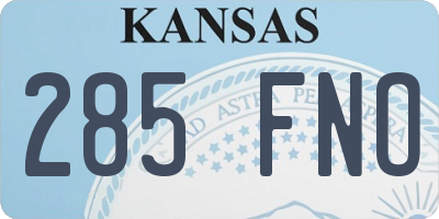 KS license plate 285FNO