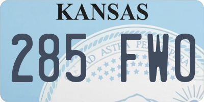 KS license plate 285FWO
