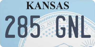 KS license plate 285GNL