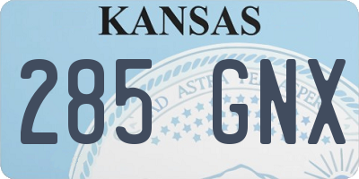 KS license plate 285GNX