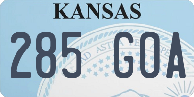 KS license plate 285GOA