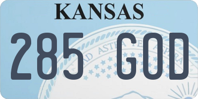 KS license plate 285GOD