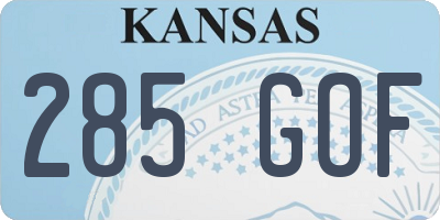 KS license plate 285GOF