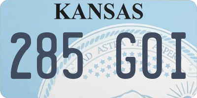 KS license plate 285GOI