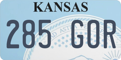 KS license plate 285GOR