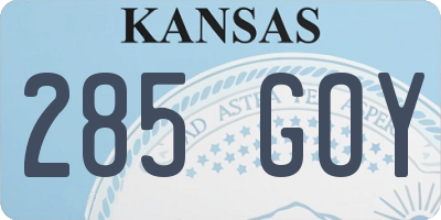 KS license plate 285GOY