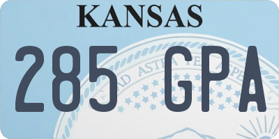 KS license plate 285GPA