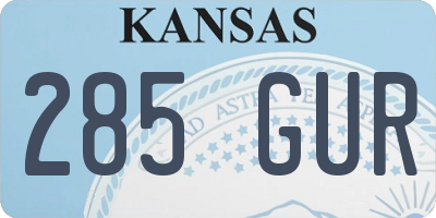 KS license plate 285GUR