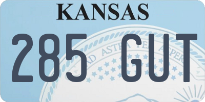 KS license plate 285GUT