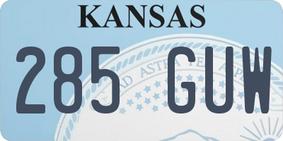 KS license plate 285GUW