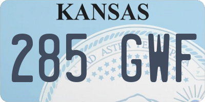 KS license plate 285GWF