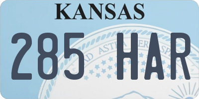 KS license plate 285HAR