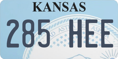 KS license plate 285HEE