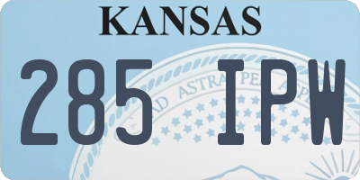 KS license plate 285IPW
