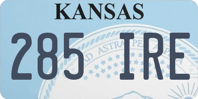 KS license plate 285IRE