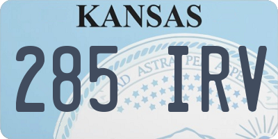 KS license plate 285IRV