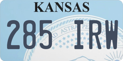 KS license plate 285IRW