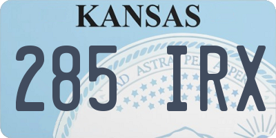 KS license plate 285IRX
