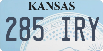 KS license plate 285IRY