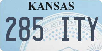KS license plate 285ITY