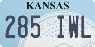 KS license plate 285IWL
