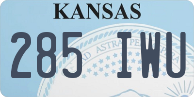 KS license plate 285IWU