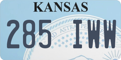 KS license plate 285IWW
