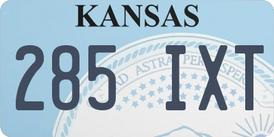 KS license plate 285IXT