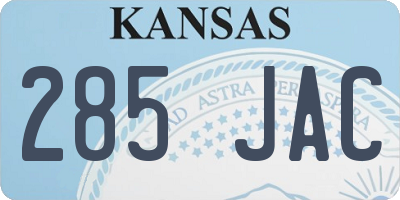 KS license plate 285JAC