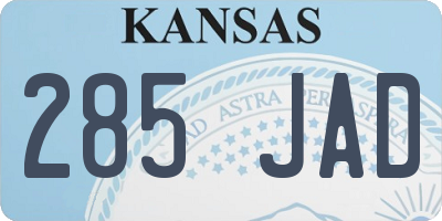 KS license plate 285JAD