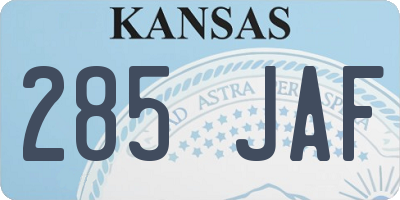 KS license plate 285JAF