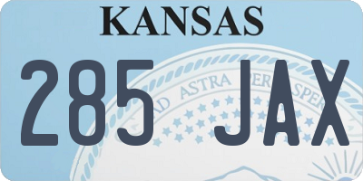 KS license plate 285JAX