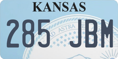 KS license plate 285JBM