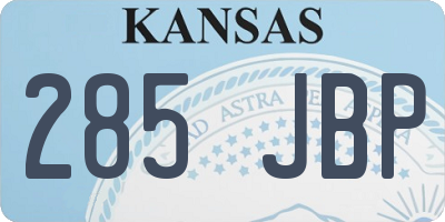 KS license plate 285JBP