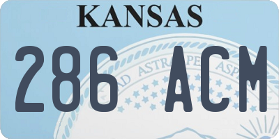 KS license plate 286ACM