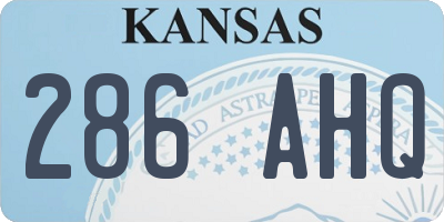 KS license plate 286AHQ