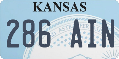 KS license plate 286AIN